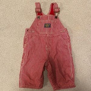 Osh Kosh b’gosh red and white striped overalls